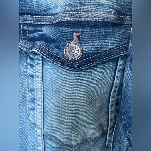 COPPER RIVET Denim Factory Distressed Jean Jacket Blue with Fade Men’s Size 3X. - Picture 14 of 16